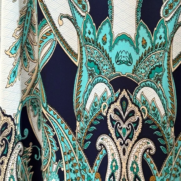 Rose & Olive Teal and Navy Paisley Dress - Picture 5 of 5